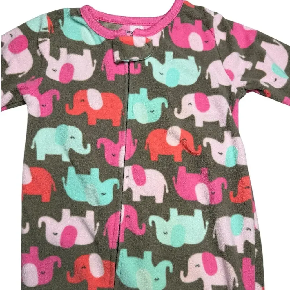 Carters Sleeper Pajama Bundle Girls Fleece Elephant Fox 12 Months